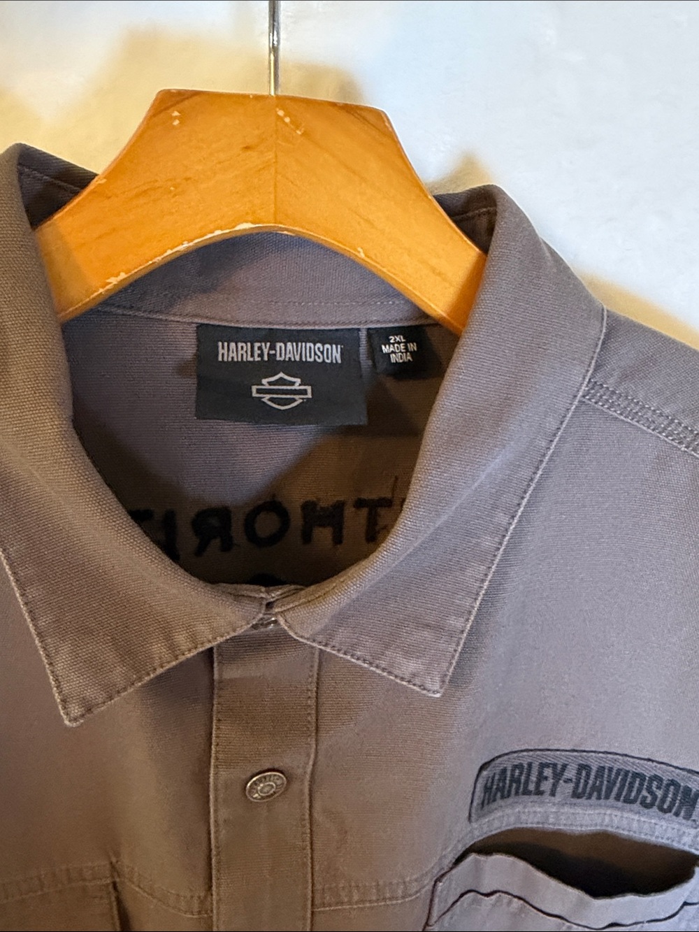 Harley-Davidson Brown Snap-Front Lightweight Shirt Jacket - Picture 3 of 7